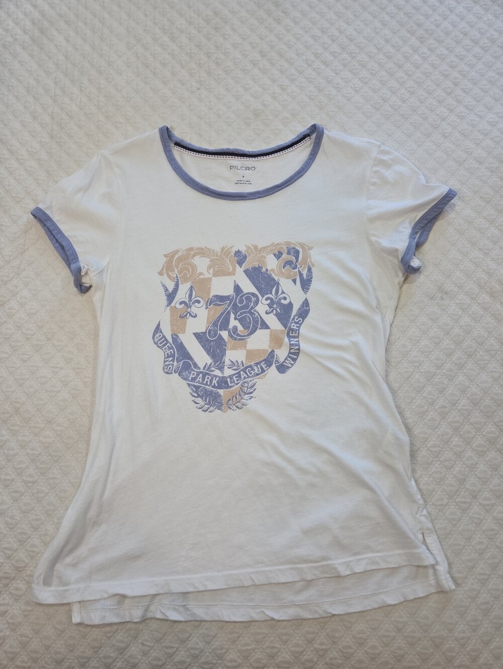 Anthropologie Pilcro Graphic Baby Tee Size S Queens Park League Winners Crest